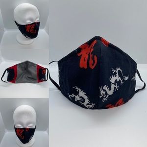 Black dragon Kanji face mask - size med